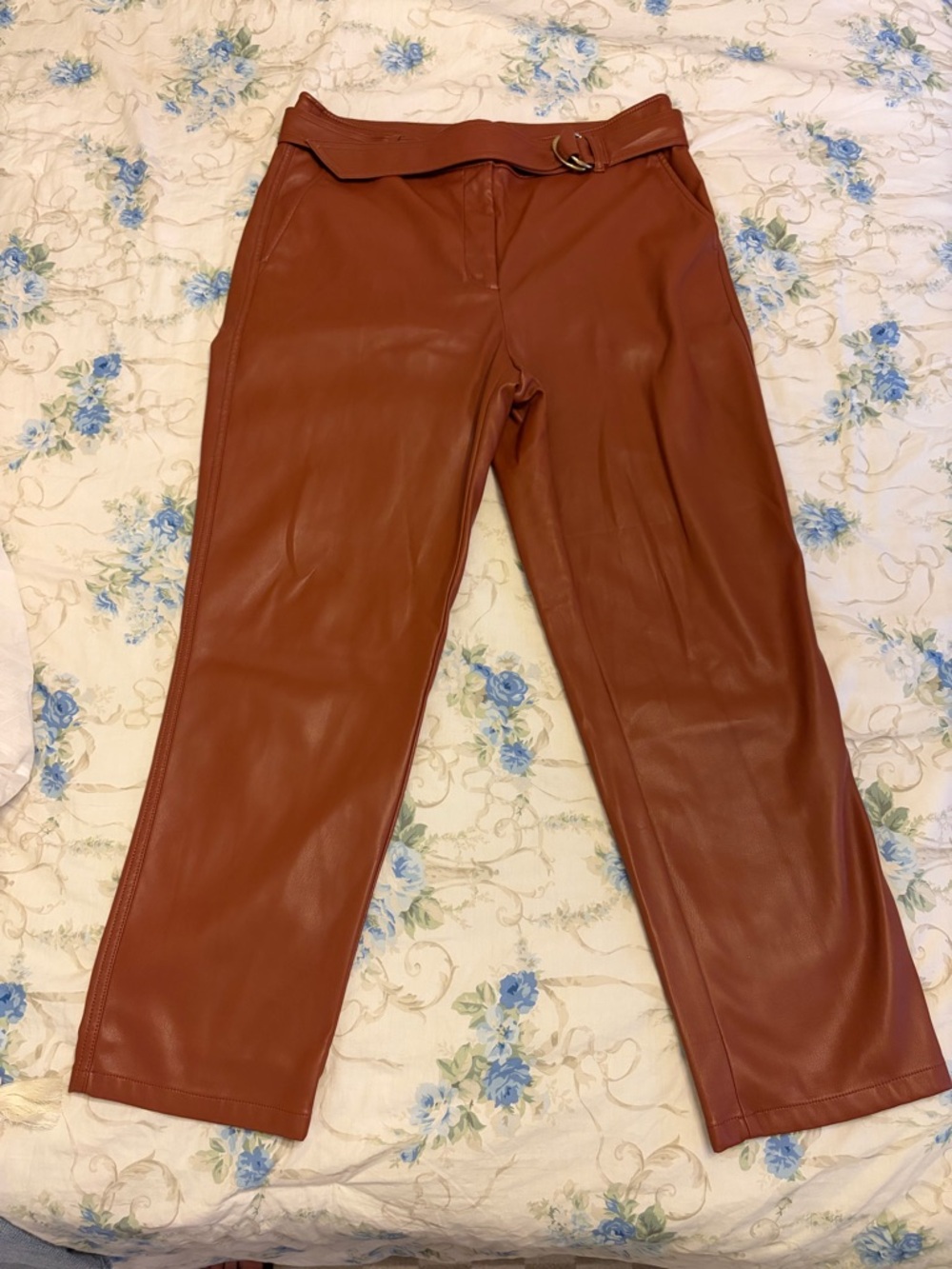 LOFT Cognac Faux Leather High-Waist Trousers